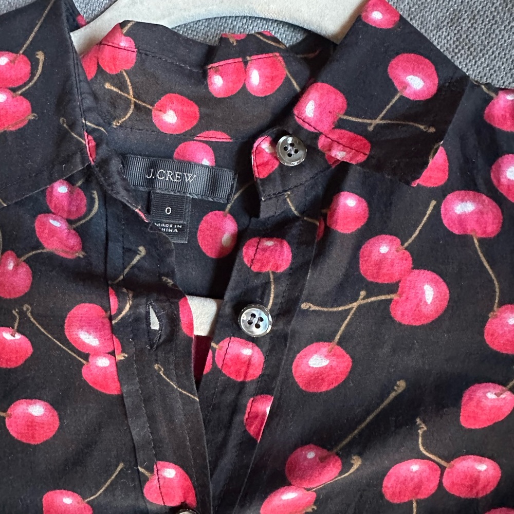 J Crew Cherry Print Popover Shirt/Blouse - Size 0